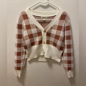 Plaid orange/white cropped sweater